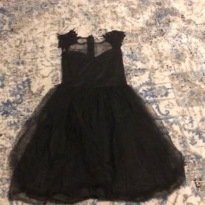 Black tutu dress w/ mesh top & floral/lace sleeves
